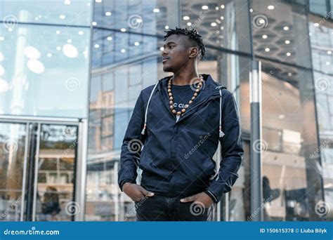 Portrait Man African American Attractive Profile in the Street. Fashion ...