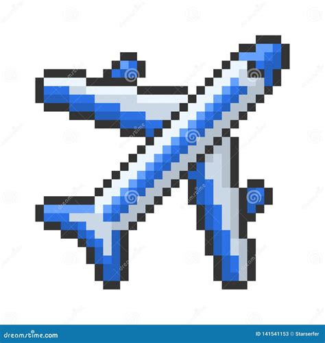 Outlined Pixel Icon of Plane Stock Vector - Illustration of ...