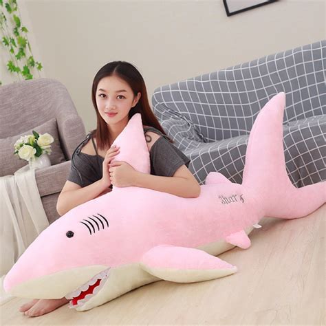 Fancytrader Pop Realistic Animal Shark Plush Toy Giant Soft Stuffed Cartoon Pink Grey Sharks ...