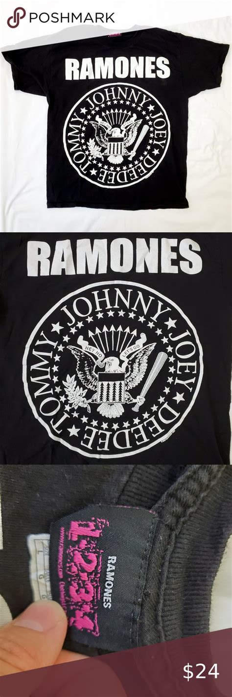 The RAMONES Black Band Concert Tee Shirt L | Concert tees, Tee shirts ...