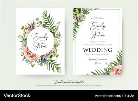 Elegant floral wedding invitation card design Vector Image