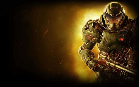 Download Intense action with Doom Slayer Wallpaper | Wallpapers.com