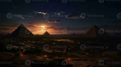 Night view of Pyramids of Giza. Generative AI 32976447 Stock Photo at Vecteezy