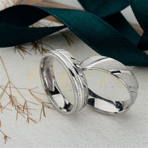 Silver Wedding Band ,silver Wedding Bands Set, Couple Rings, Modern Wedding Band Set, Wedding ...