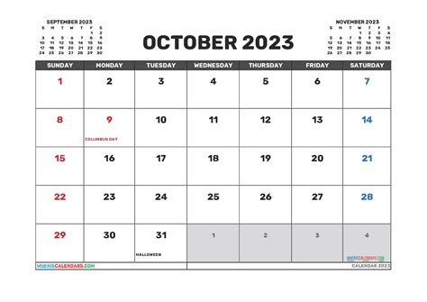 Printable October 2023 Calendar - Printable Word Searches