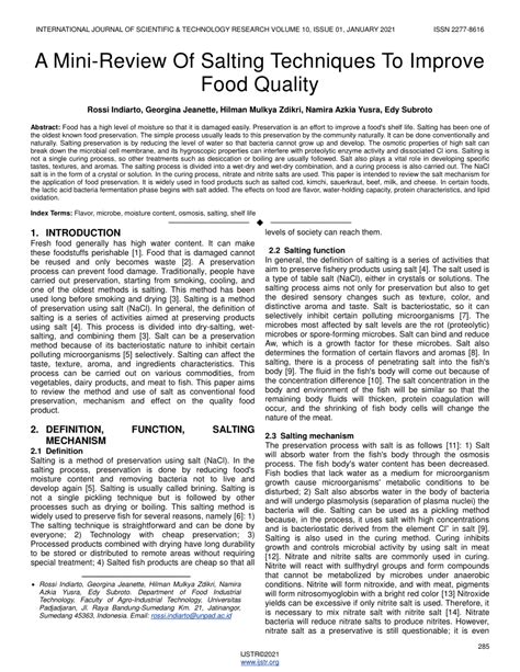 (PDF) A Mini-Review Of Salting Techniques To Improve Food Quality