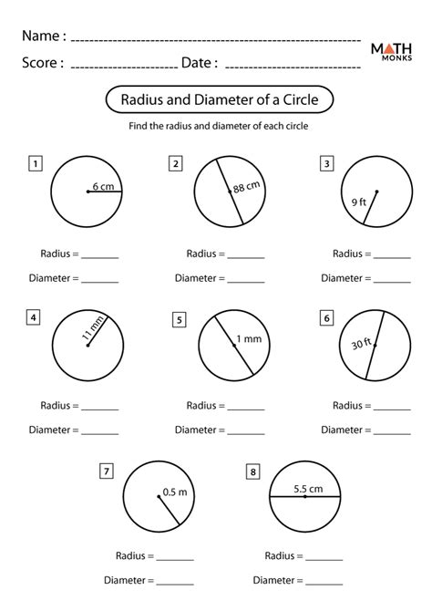 Circle Worksheets - Math Monks