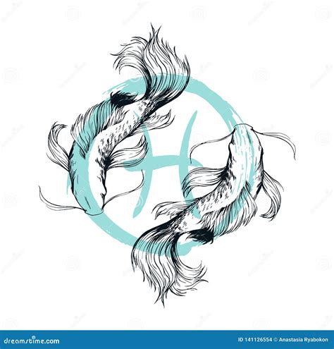 Pisces Sign Hand Drawn Illustration Isolated Stock Vector ...