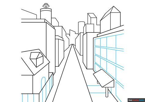 How to Draw an Easy City in One-Point Perspective - Really Easy Drawing Tutorial