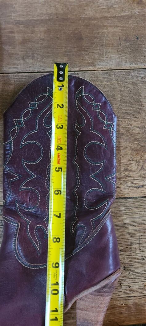 Vintage Zodiac Western Stitched Leather Cowboy Boots Womens 6 M Heels Dark Red | eBay
