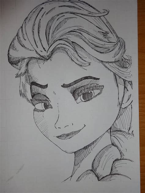 I tried drawing Elsa's face : r/Frozen