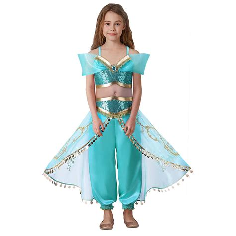 Kids Aladdin Cosplay Costume Princess Jasmine Outfit Set Party Girls Fancy Dress | eBay