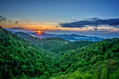 Download Sun Sunrise Forest Nature Mountain HD Wallpaper