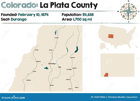 Map of La Plata County in Colorado Stock Vector - Illustration of gray, seat: 164915846