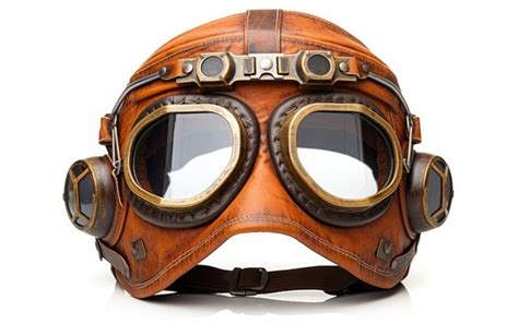 Premium AI Image | Vintage Pilot Helmet with Leather on White Background