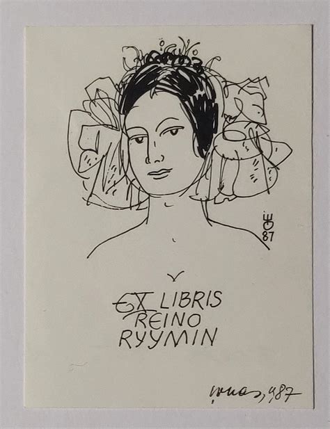 Reino Ryymin- Evald Okas,1987 | Book plates, Ex libris, Male sketch