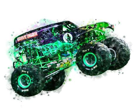 Grave Digger Art Print Watercolor Monster Truck Poster Monster | Etsy | Monster trucks, Monster ...