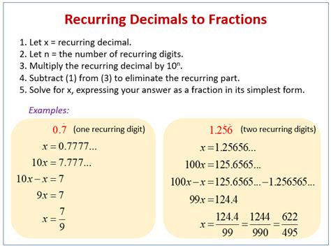 Convert Recurring Decimals to Fractions (video lessons, examples and solutions)