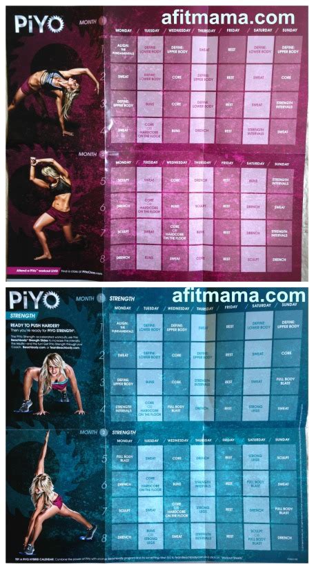 PiYo Workout Schedule and Calendar - Fit with Rachel