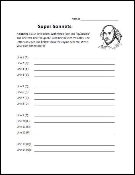 Sonnet Writing Template