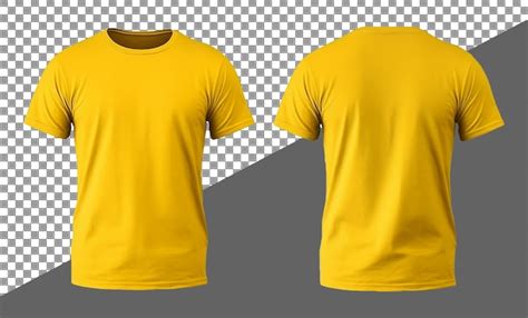 Plain yellow tshirt design front and back | Premium AI-generated PSD