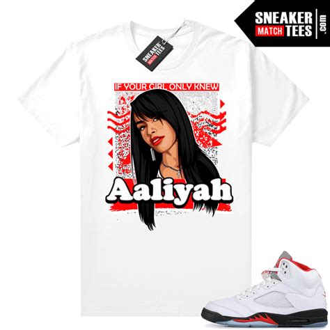 Fire Red 5s Jordan Sneaker Tees Aaliyah- Jordan Match Tees