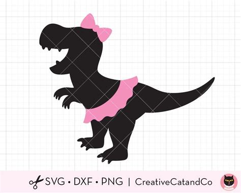 Girl Dinosaur with Tutu SVG Cut Files | CreativeCatandCo