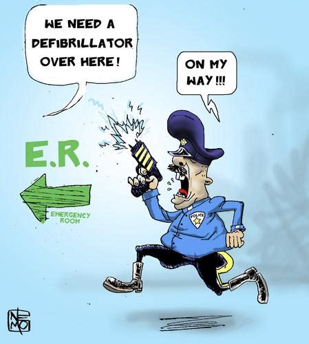 Taser M.D. Cop By NEM0 | Politics Cartoon | TOONPOOL