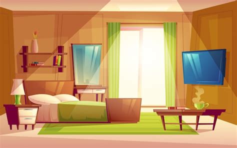 Free Vector | Interior of cozy modern bedroom, living room with double ...