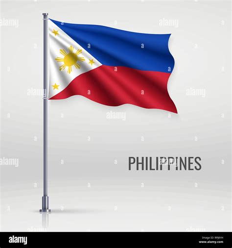 Waving flag of Philippines on flagpole. Template for independence day ...