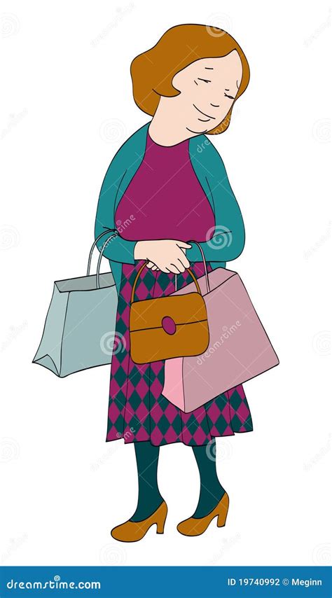 Cartoon Of Old Lady Shopping Vector Illustration | CartoonDealer.com #19380806