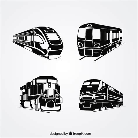 Free Vector | Selection of four train silhouettes