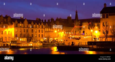 Scotland Edinburgh Leith Mary of Guise barge and the Ocean Mist boat ...