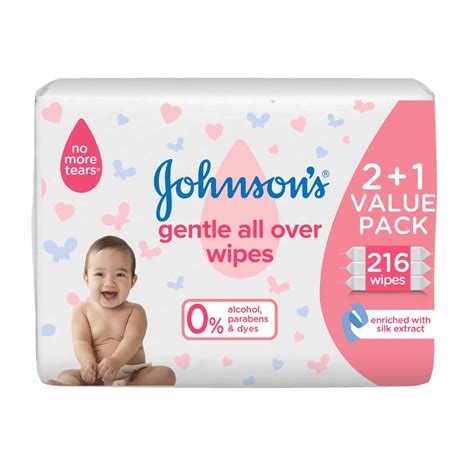 Johnson & Johnson - Baby Wipes - Gentle All Over 2+1 Pack 216pcs | Buy at Best Price from Mumzworld