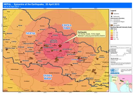 Nepal: Epicenter of the Earthquake, 25 April 2015 - Nepal | ReliefWeb