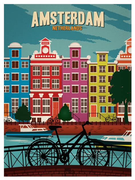 Vintage Amsterdam Poster by IdeaStorm Media Old Poster, Poster Art ...