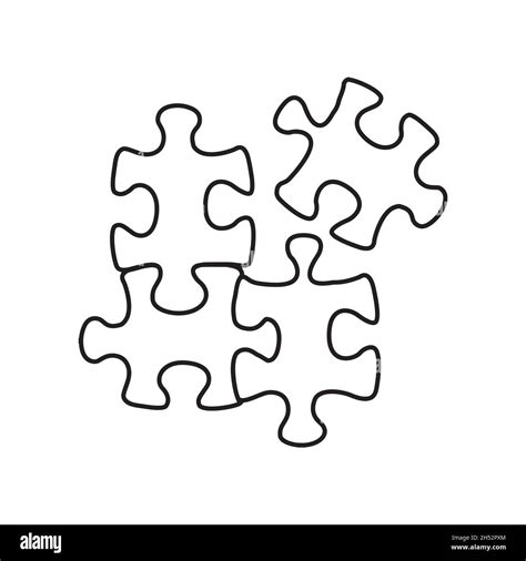 puzzles line icon on white background vector illustration black symbol ...