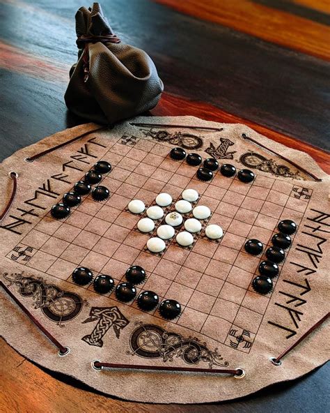 Portable Leather Viking Game Board Hnefatafl Set / Groomsman Gift / Gifts for Dad / Handmade ...