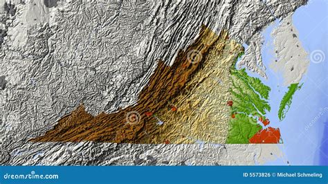 Virginia, Shaded Relief Map Royalty Free Stock Image - Image: 5573826