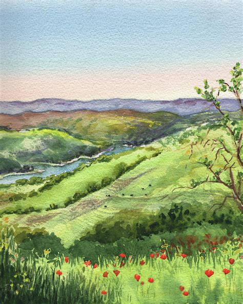 Hill Watercolor at PaintingValley.com | Explore collection of Hill ...