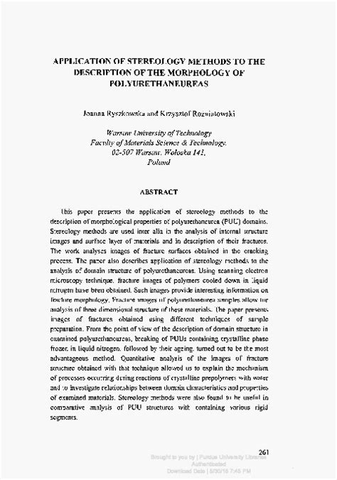 (PDF) Application of Stereology Methods to the Description of the ...