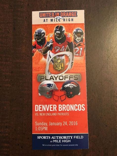 AFC Championship Playoff Ticket Stub Denver Broncos Vs New England Patriots 2016 #DenverBroncos ...