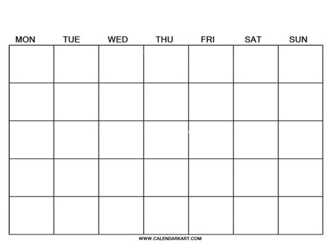 10 Free Printable Blank Calendar Templates {Fillable PDF} » CALENDARKART | Blank calendar pages ...