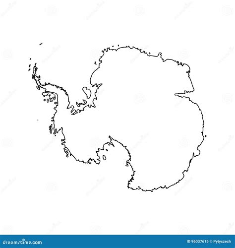 Map of Antarctica. Black Outline Stock Vector - Illustration of antarctic, planet: 96037615