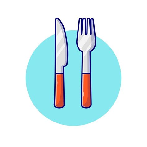 Fork And Knife Cartoon Vector Icon Illustration. Food Object Icon Concept Isolated Premium ...