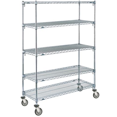 Metro 5A556EC Super Adjustable Chrome 5 Tier Mobile Shelving Unit with ...