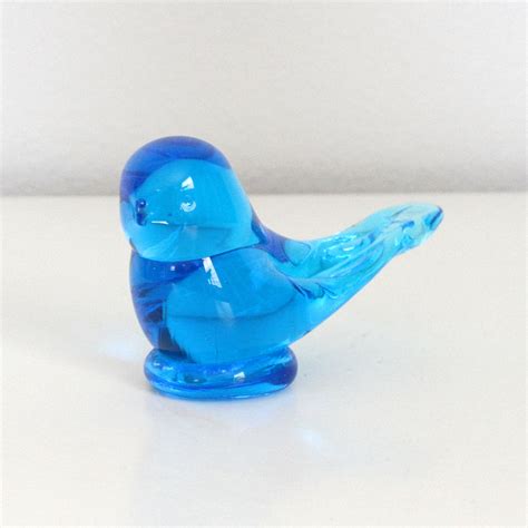 Cobalt Blue Art Glass Bird Figurine Happy Little by farmorshouse