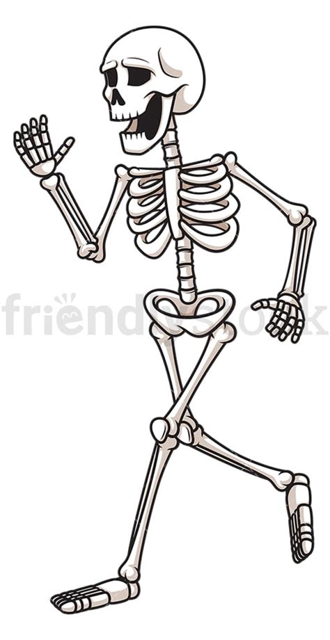 Skeleton Running Away Cartoon Clipart Vector - FriendlyStock