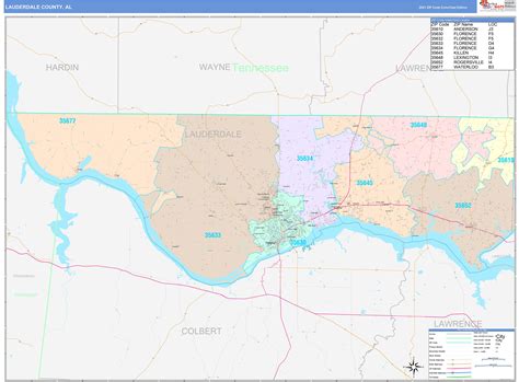 Lauderdale County, AL Wall Map Color Cast Style by MarketMAPS - MapSales.com