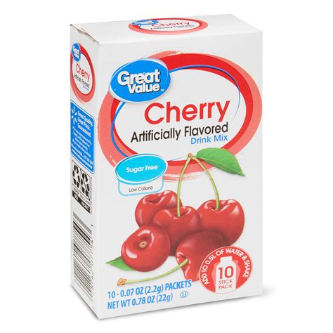 Great Value Sugar-Free Cherry Drink Mix, 0.78 oz, 10 Count - Walmart.com - Walmart.com